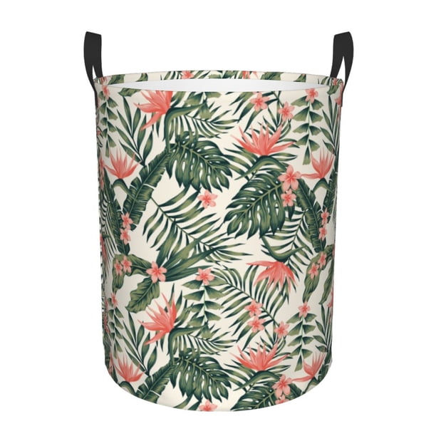Balery Palm Trees and Tropical Cesta de ropa redonda con asas, impermeable, independiente, para ropa, juguetes, dormitorio y familia-Small