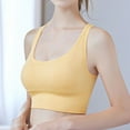 thumbnail image 3 of huanledash Sports Bra Solid Color Breathable Stretchy Padded Intimacy Shockproof Soft High Elasticity U-shaped Lady Bra Daily Wear Clothes, 3 of 8
