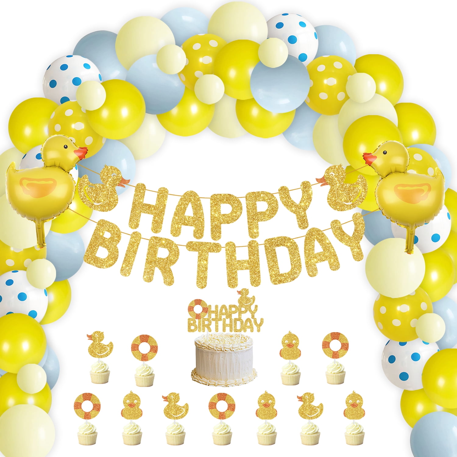 Yellow Duck Theme Birthday Decorations Duck Balloon Garland Arch Kit ...