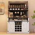 thumbnail image 6 of Buffet Cabinet with Hutch, Farmhouse Coffee Bar Cabinet, 75" Tall Buffet Cabinet with Storage, Kitchen Buffet Sideboard with Sliding Barn Door, Liquor Cabinet for Dining Room, Living Room, 6 of 7