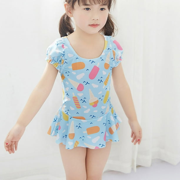 PEASKJP Toddler Girls One Piece Swimsuits Ruffle Printed Beach Conjoined  Swimwear,A C 