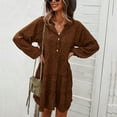 thumbnail image 3 of Women Summer Tunic Dress Long Drop Shoulder Sleeve V Neck Panther Print Long Sleeve Dress for Party Business Travel Brown XL, 3 of 7