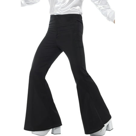 Men's 70s Groovy Disco Fever Flared Black Pants Costume X-Large