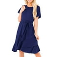 thumbnail image 2 of SAYOO Vestido Midi de Verano para Mujer Color Sólido Manga Corta Dobladillo Irregular Vestido con Cinturón SAYOO Moda, 2 of 6