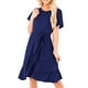 thumbnail image 2 of Txlixc Vestido Midi de Verano para Mujer Color Sólido Manga Corta Dobladillo Irregular Vestido con Cinturón Txlixc  Moda, 2 of 6