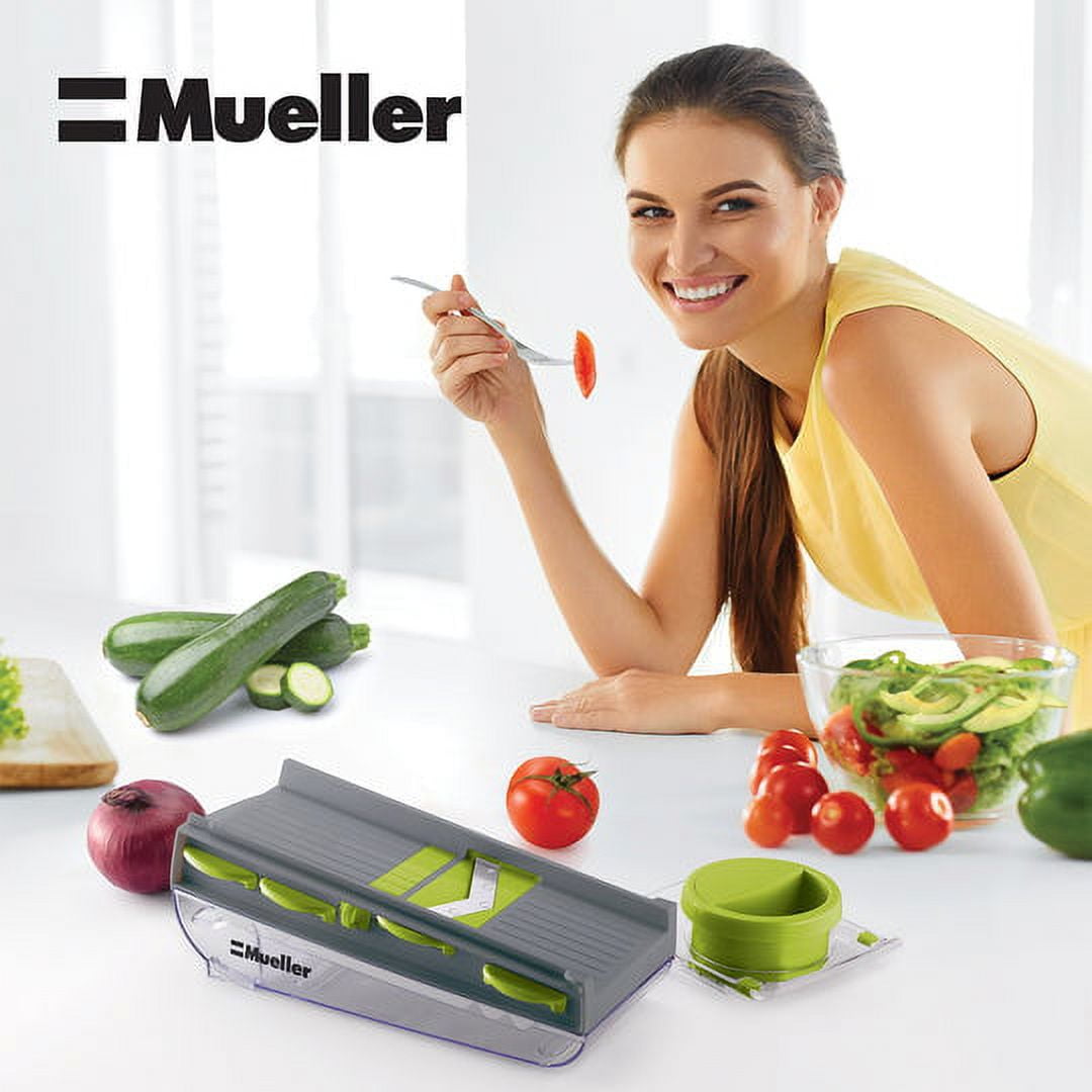 MuellerLiving Mandoline Slicer for Kitchen, Adjustable Vegetable Chopper,  Fruit, Cheese Grater, Potato Chips Slicer - White 