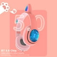 thumbnail image 5 of Dcenta L400 Over Ear Music Headset Glowing Cat Ear Headphones 7 Color Breathing Lights Foldable Wireless BT5.0 Earphone with Mic AUX IN TF Card MP3 Player for PC Laptop Computer Mobile Phone, 5 of 7