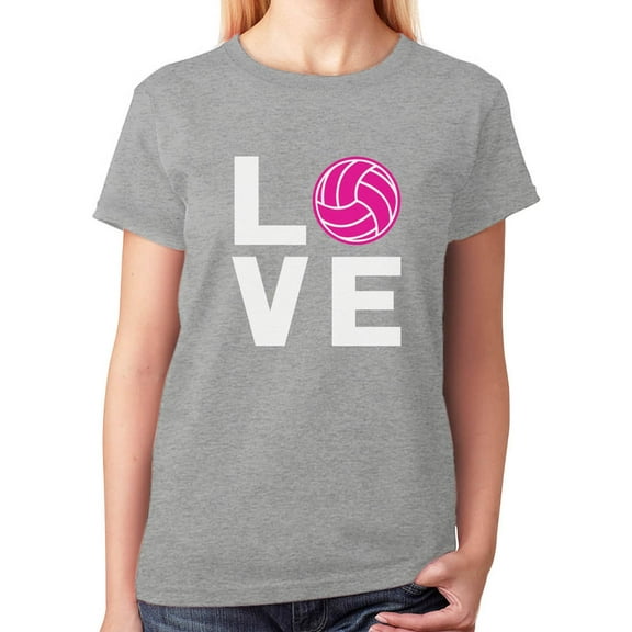TeeStars - Love Volleyball - Best Gift Idea for Volleyball Lovers Women T-Shirt XX-Large Gray