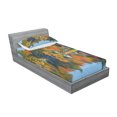 thumbnail image 3 of Ambesonne Landscape Fitted Sheet & Pillow Sham Set, Lake House in Autumn, Full, Multicolor, 3 of 3