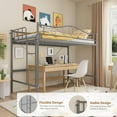 thumbnail image 6 of Loft Bed Twin Size, Metal Twin Loft Bed with Ladder & Safety Guardrail, Space-Saving, Noise Free, No Box Spring Needed, Easy Assembly, 400 Lbs, Gray, 6 of 8