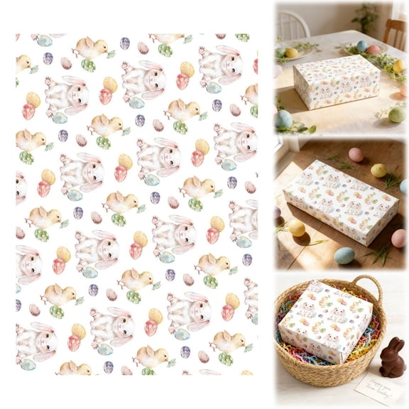 Easter Gift Wrapping Paper, Cute Easter Bunny Wrapping Paper Sheet, Spring Cute Pattern Folded Flat Art Paper, Easter Wrapping Paper Sheet for Easter Party, Spring Gifts, 19.7*27.6 inch