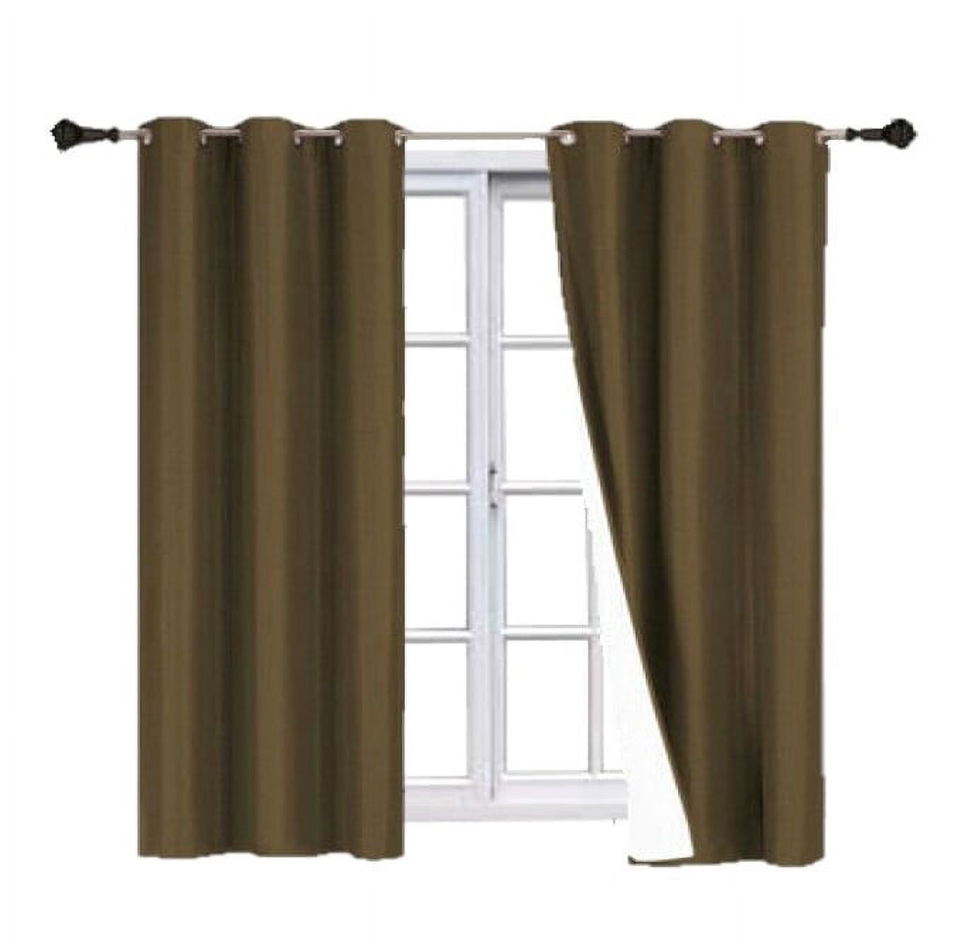 K86 Set of 2 Panels 100% Blackout Window Curtain Drapes Top Grommets 84" Long Brown Color Full Room Darkening