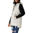 thumbnail image 4 of INSPIRE CHIC Women's Long Puffer Vest Winter Hooded Sleeveless Down Jackets with Pockets S Beige, 4 of 6