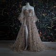thumbnail image 1 of Booma Fairy Champagne Starry Tulle Prom Dresses Sweetheart Puff Sleeves High Slit A-Line Party Gowns Formal Evening Dresses6 Gao Jinjia LED, 1 of 1