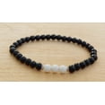 thumbnail image 2 of Natural Black Onyx & White Jade 8mm Round Shape Faceted & Smooth Cut Beads Stretchable Bracelet for Men & Women., 2 of 3