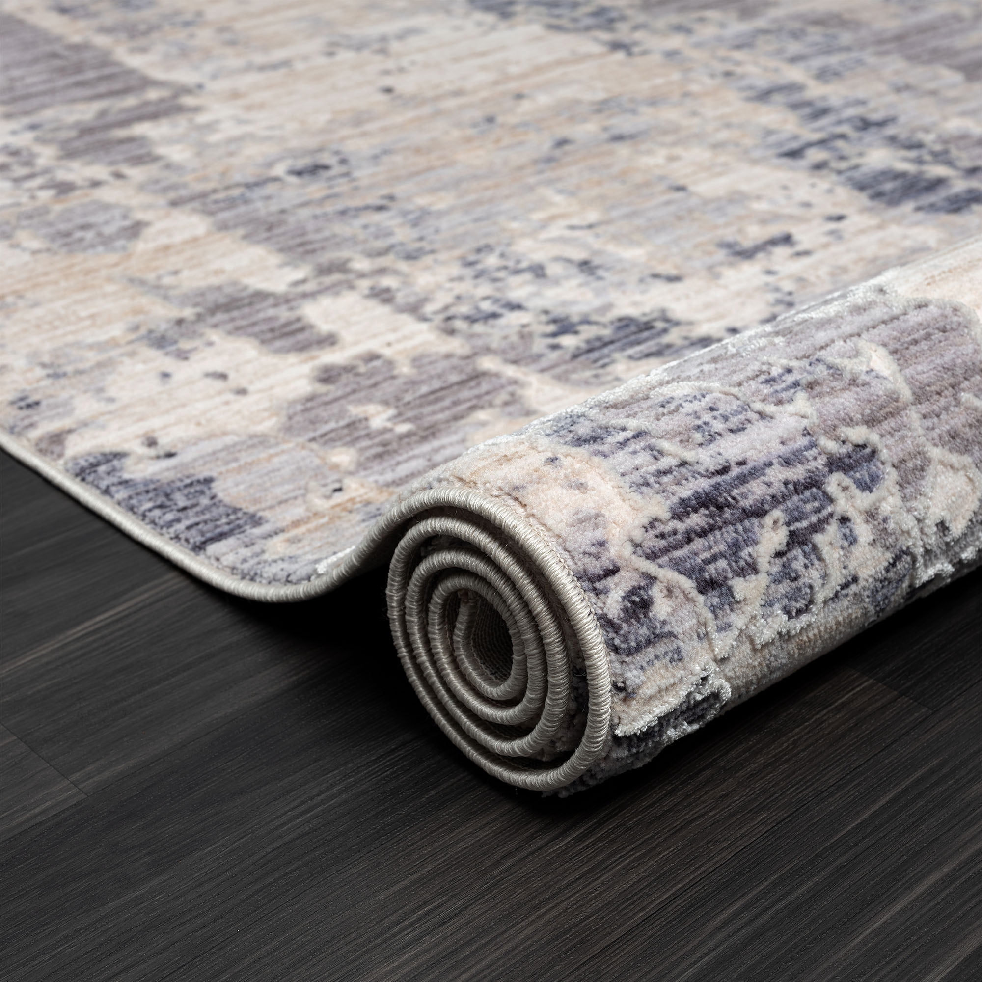 LR Home Mia 7'9" X 9'9" Gray/Blue Abstract Premium Ultra-Soft Indoor Area Rug