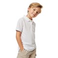 thumbnail image 2 of Zfeel Kids Polo, Soft Cotton-Poly Pique, Uniform Top for Boys & Girls, White, L, 2 of 5