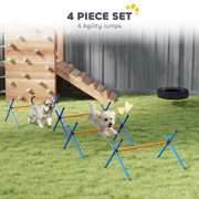 PawHut 4 Pieces Dog Agility Equipment, Dog Agility Course Backyard Set with Adjustable Height Jump Bars and Carry Bag for Indoor Outdoor