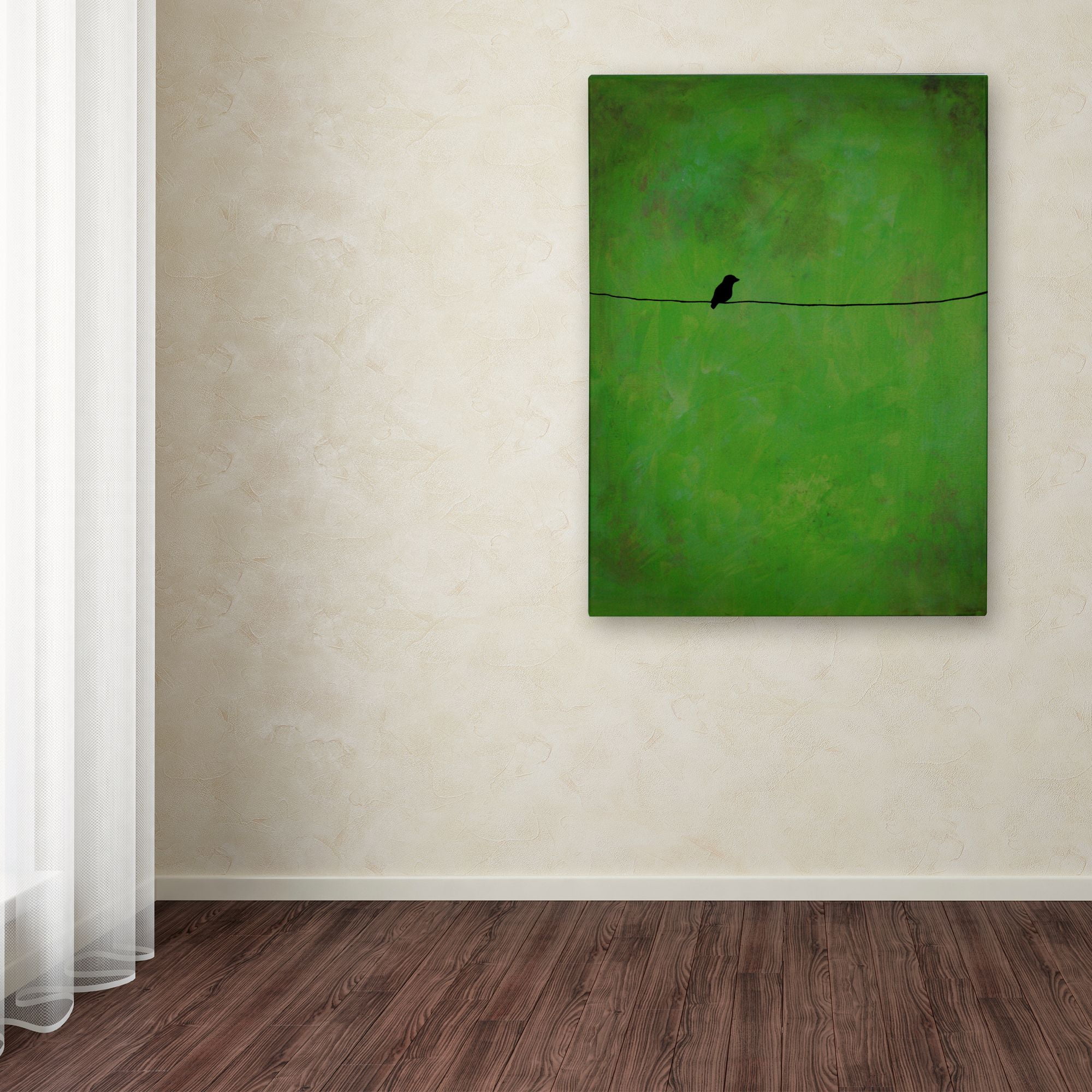 Trademark Fine Art "Lone Bird Green" Canvas Art by Nicole Dietz