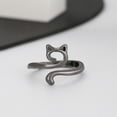 thumbnail image 1 of Hook line geometric cat ring opening adjustable fashion animal ring jewelry Couple jewelry Valentine's Day gift, 1 of 5