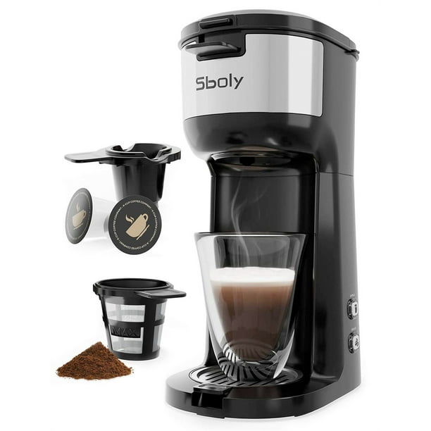Sboly Single Serve Coffee Maker Coffee Machine 2in1 for KCup Pod & Ground Coffee with Self