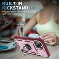 thumbnail image 6 of JTCASES for iPhone 13 Mini Case, Sliding Camera Cover+ Rotating Ring Kickstand + Magnetic Car Mount + Inside Card Holder, Bracket Shockproof Frame Anti-drop PC TPU Heavy Duty Protection, Rose/Pink, 6 of 11