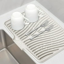 Bxaolu Silicone Dish Drying Mat for Kitchen Counter, 15.75" x 13" Dish Drying Pad, Non-Slip Drain Pad with Built-in Drain, Easy to Clean,Eco-friendly, Heat Resistant Stone Drying Mat(1Pack, Beige)