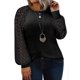 thumbnail image 1 of Blusa Eytino para mujer, talla grande, casual, cuello redondo, encaje, 4 veces, negra, 1 of 6