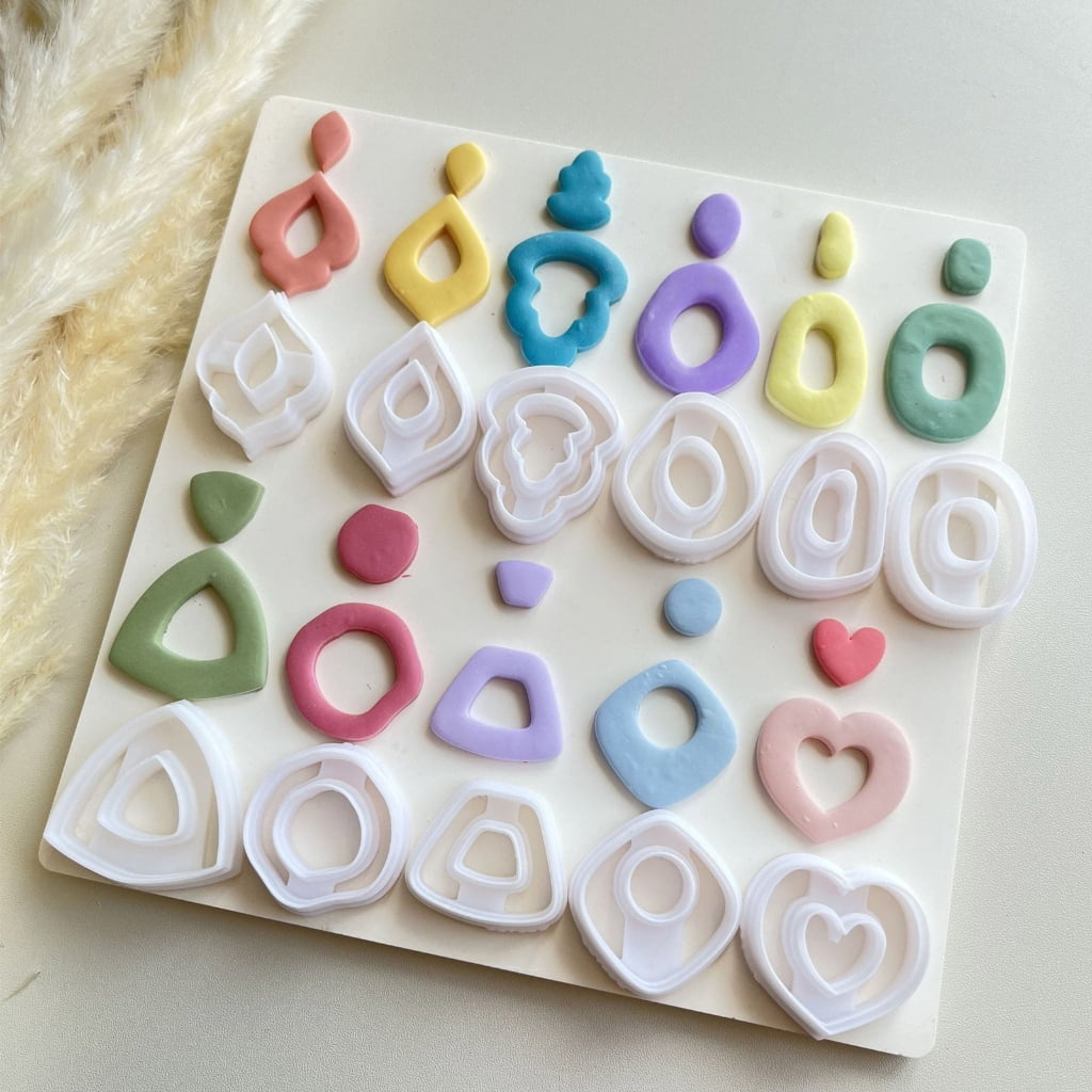 lanema 11pcs Soft Clay Molds for Earrings Irregular Geometric Patterns Mould for Ear Pendant Stylish Jewelry Making Supplies