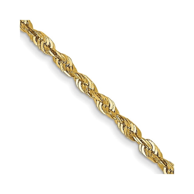 Diamond2Deal 14K Yellow Gold 1.5mm Extra Light Diamond-cut Rope Chain Necklace for Women 24"