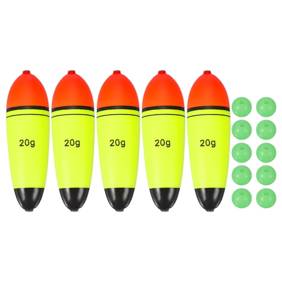 Fishing Slip Bobbers, EVA Foam Bobbers Slip Floats with Fish Beads, 0.7 oz Floatage & 5 Pcs & Red/Yellow -Fitting for Perch Carp