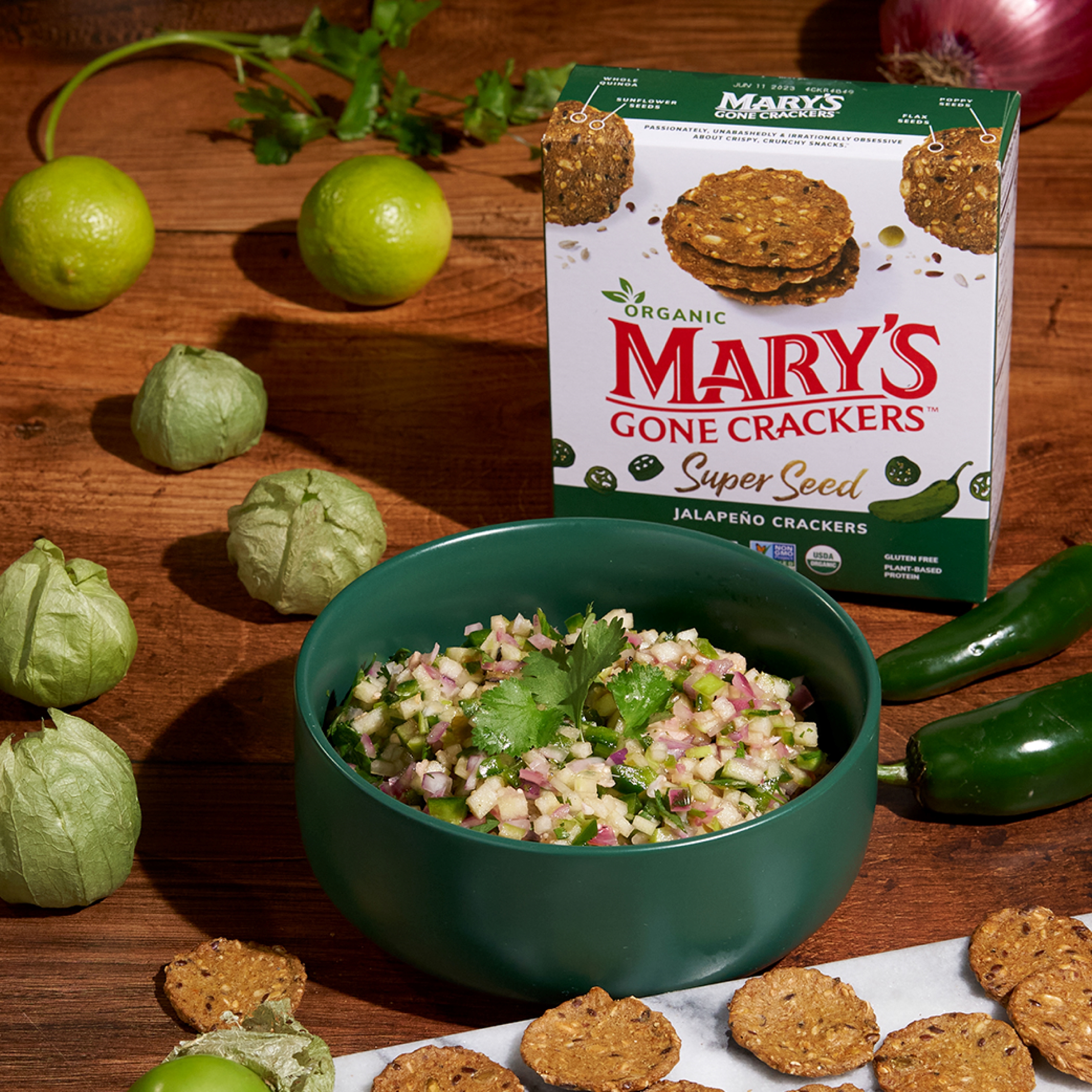 (3 pack) Mary’s Gone Crackers Super Seed Organic, Gluten Free Jalapeño Crackers, 5.5 oz