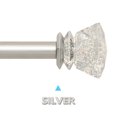 thumbnail image 3 of Curtain Rod 1inch Diameter Adjustable Window Drapery Rods with clear color acrylic plexiglass finials, 3piece brackets, hardware kits. Silver 28-48 inches., 3 of 5
