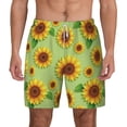 thumbnail image 2 of Goofa Sunflower Leaves Printed Men's Swim Trunks Board Shorts Quick Dry Mens Swimming Trunks with Compression Liner,Breathable Fit Hawaii Beach Shorts-Large, 2 of 9