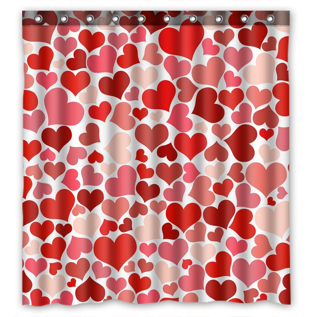 Polyester Waterproof Shower Curtain, Valentines Day Shower Curtain
