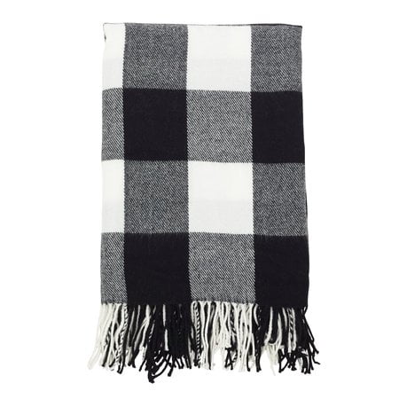 Fennco Styles Buffalo Plaid Collection Modern Tassel 50 X 60 Inch Throw - Black Throw Blanket For Banquets, Christmas, Special Events And Home D Cor