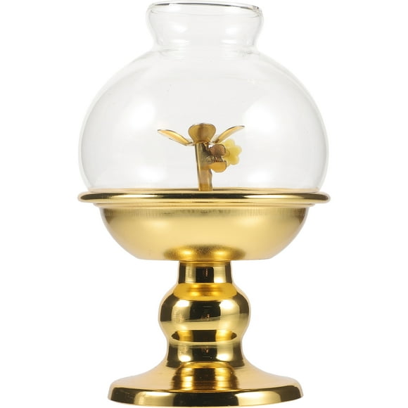 1 Set of Temple Kerosene Light Emergency Oil Lamp Vintage Kerosene Lamp Decorative Oil Lamp with Cover