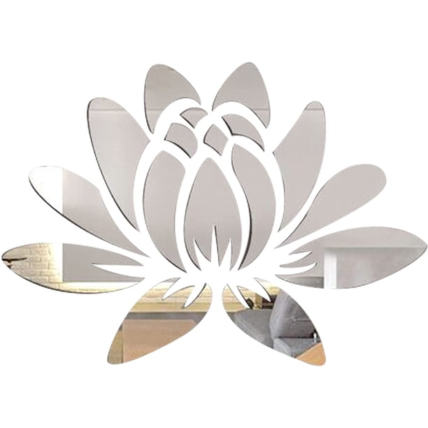 Pegatina de pared con espejo acrílico 3D, diseño de flor de loto, autoadhesiva, extraíble y ecológica.
