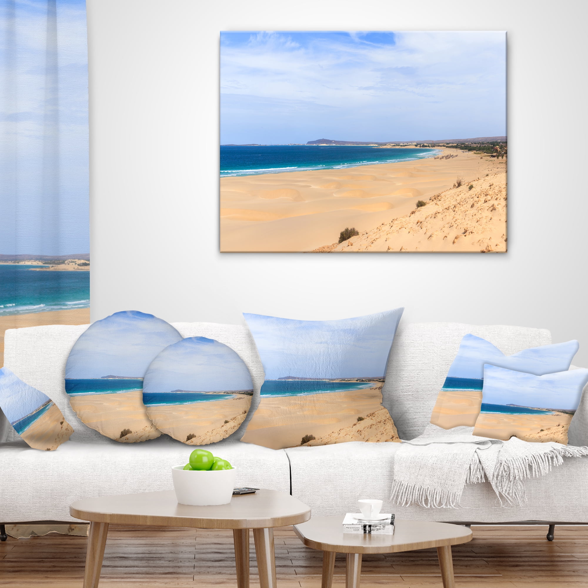 Designart Sea and Clouds in Blue Sky - Seashore Throw Pillow - 12x20