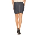 thumbnail image 5 of Women's Solid Zipper Stretch Striped Fitted Bandage Bodycon Mini Pencil Skirt, 5 of 6