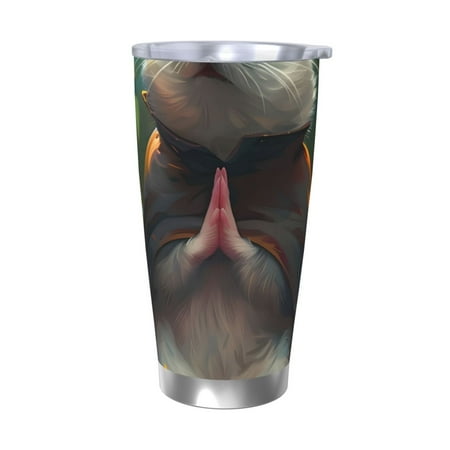 

Susaid Colorful Flower Meditating Hamster Print 20oz Car Cup Insulated Coffee Cup Fully Spill Proof Travel Coffee Mug Stainless Steel Tumbler for Work Home Outdoor Car-Without Straw