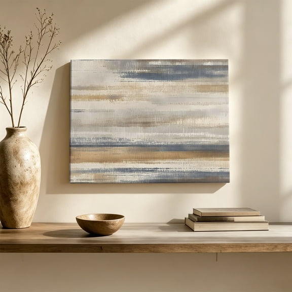Abstract Coastal Landscape Canvas Wall Art, Modern Retro Mottled Beige Blue Wall Art Prints Artwork Framed Canvas Ready to Hang Art Pictures for Living Dining Room Bedroom Hallway 30" x 20"
