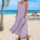 thumbnail image 1 of Vestido Sin Mangas Vestidos de playa de verano Bolsillos europeos Chaleco Vestido Ropa femenina (Púrpura XXXL) Cgtredaw Para estrenar, 1 of 1