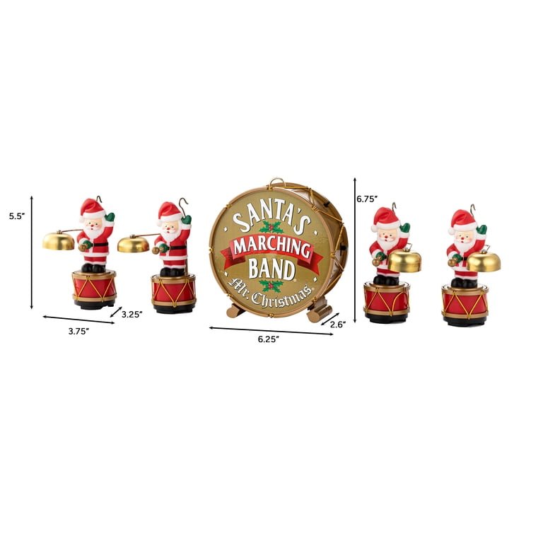 Mr. Christmas 6 In. Animated Santa's Marching Band, Gold, One Size