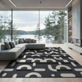 thumbnail image 2 of ODIKA 6'x9' Dark Gray Geometric Checkered Washable Area Rug Modern Abstract Design With Bold Shapes And Clean Lines for Queen Size Bedroom, Under Bed, Master Suite, Easy Care, Non-Shedding, 2 of 7
