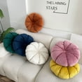 thumbnail image 2 of Nvzi Round Cushions Pillows Solid Color Velvet Chair Sofa Pumpkin Throw Pillow Pleated Round Pillow for Home Bed Car Decor Floor Pillow Cushion(Blue,Diameter 15), 2 of 4