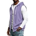 thumbnail image 5 of Delconic Mens Vintage American Style Sleeveless Hooded Zip Up Vest Casual Athletic Fleece Lined Waistcoat Lightweight Outerwear Light Purple 2XL, 5 of 8