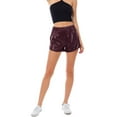 thumbnail image 1 of Made by Olivia Women's Dolphin Hem Faux Leather Relaxed-Fit Shorts with Elastic Band, 1 of 5