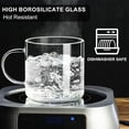 thumbnail image 3 of Clear Coffee mug 14oz, Glass Coffee Mugs Set of 2, Large Glass Coffee Cups with Handle for Hot/Cold Drink, Latte, Cappuccino, Tea, Juice and Beer, 3 of 6