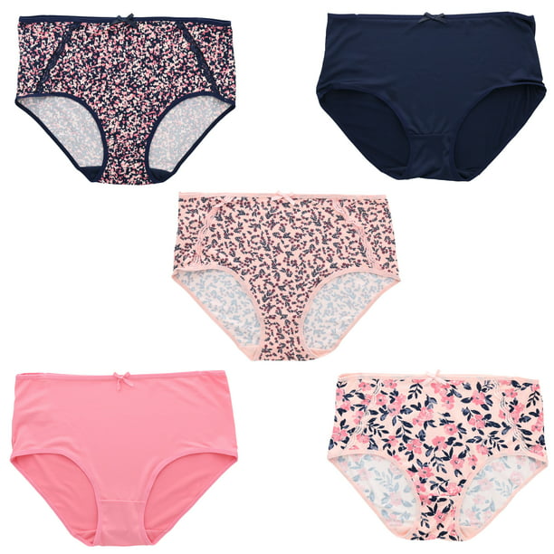 Delta Burke Women's Hi Rise Brief Panties 5 Pack - Navy Pink - 8 X ...
